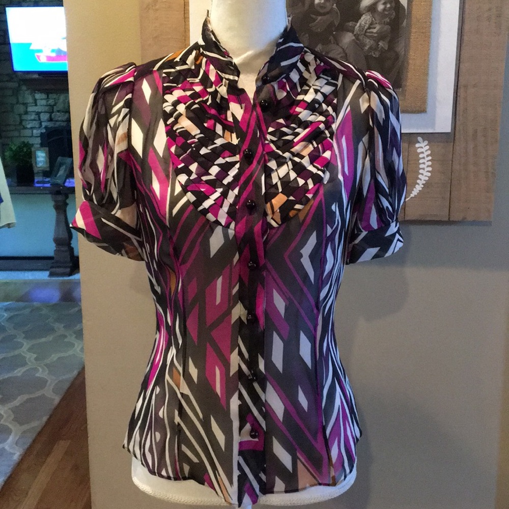 Diane Von Furstenberg Abstract Print Silk Blouse